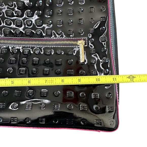 ARCADIA Crossbody Purse & Wallet Set Textured Design Black Patent Leather - Picture 5 of 16